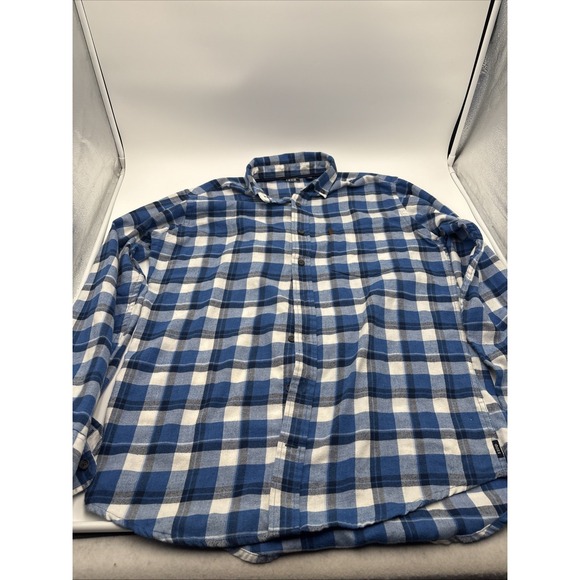 Izod Other - IZOD Blue Plaid Flannel Shirt Mens Size Large Tall Button Up Logo Pocket
